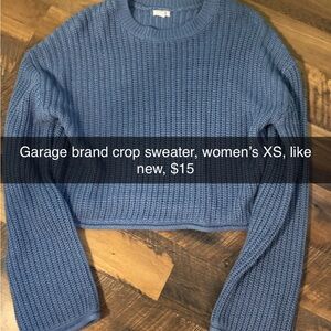 Garage Textured Blue Women's Crew Neck Sweater